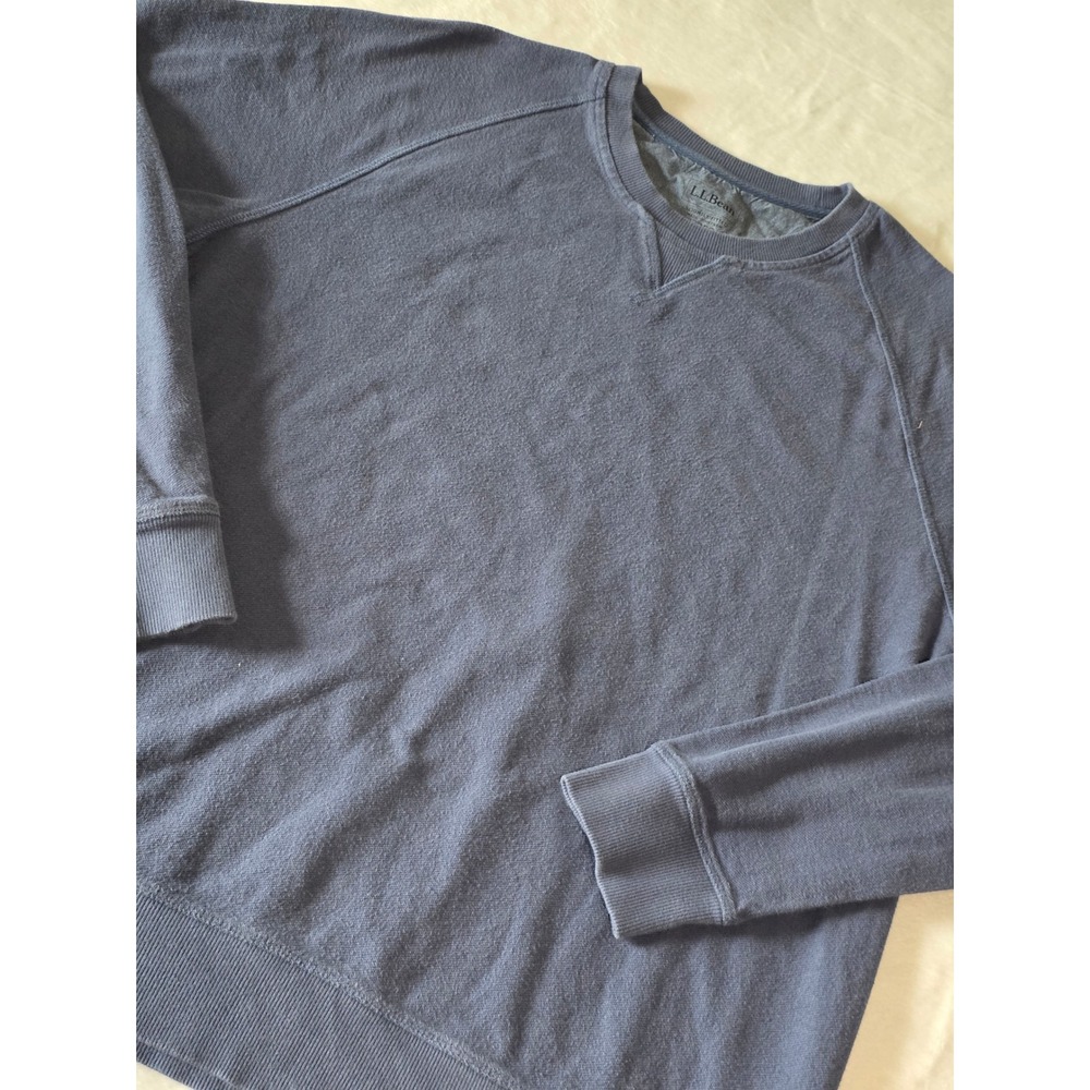 L.L. Bean Mens Crewneck Sweatshirt Large Blue Gray Cotton Pullover 506752